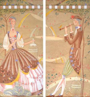 Curtains "Pastoral" in brown