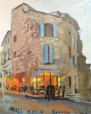 Painting Arles, the restaurant "Piazza de Terme". Dobrovolskaya Gayane