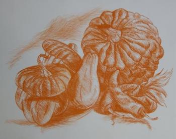 648 Still life with pumpkins and peppers. Lukaneva Larissa