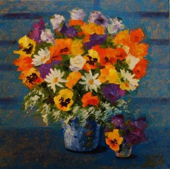 Still Life with Violets and Daisies (Bouquet With Violets). Lukaneva Larissa