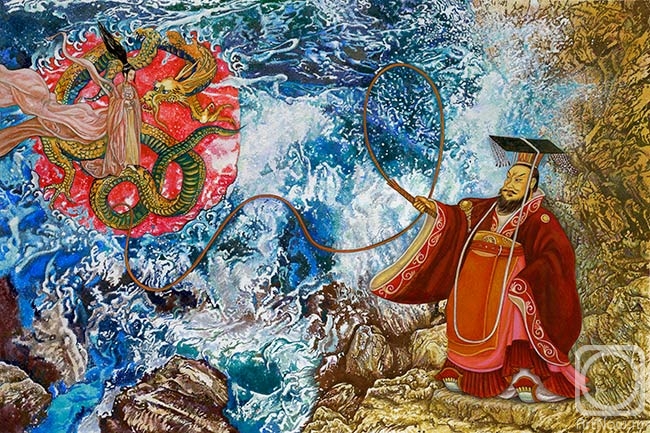 Легендарный китайский. Легенда о Мэн Цзян нюй. Китайская богиня Нюйва. Мэн Цзян мифы Китай. Китайские боги живопись.