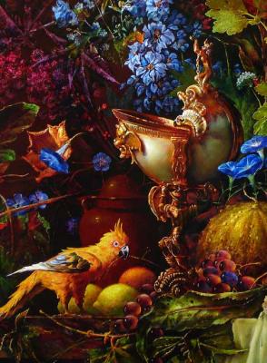 Still-life with a parrot. Fragment