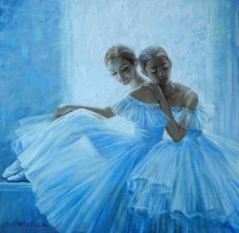 Two ballerinas at a window