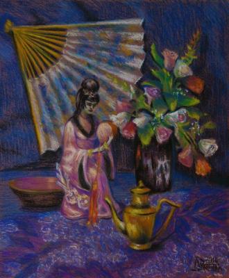Still Life with the Porcelain Statuette (Pot With Flower). Lukaneva Larissa