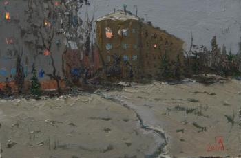 There is snow outside the window