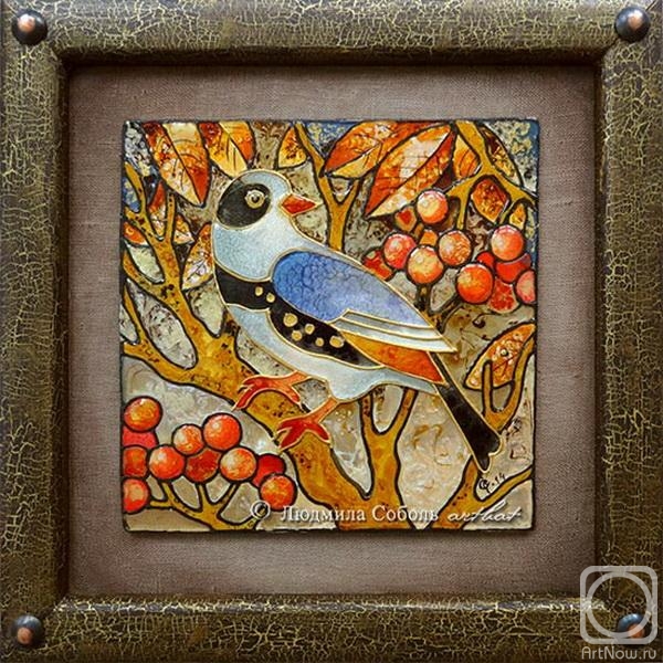 Sobol Lyudmyla. Enamel "Rowan bird"