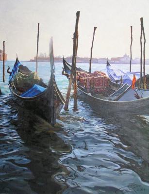 Er 1305 :: Gondolas. Evening Tide (Venice, Italy). Ershov Vladimir