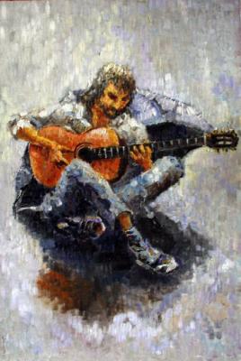 Guitarist and rain