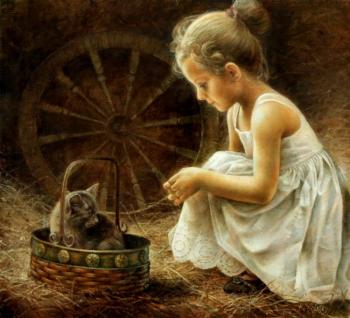 Girl with kitti. Braginsky Arthur