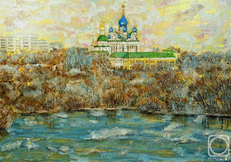 Volkhonskaya Liudmila. View of Nikolo-Perervinsky Monastery in spring
