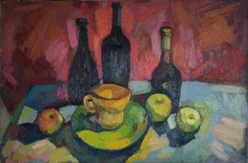 Still life with a green plate