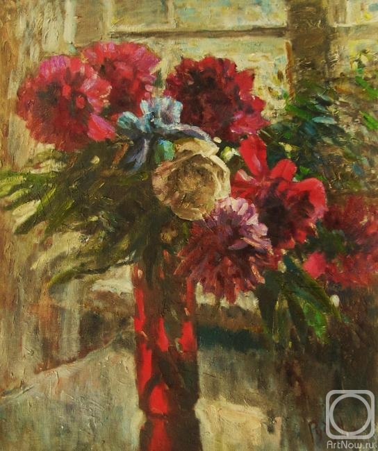 Rudin Petr. Flowers in red vase