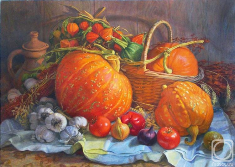 Shumakova Elena. Pumpkins, vegetables and physalis