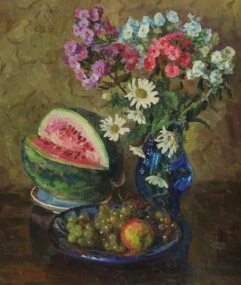 Watermelon, fruit and flowers