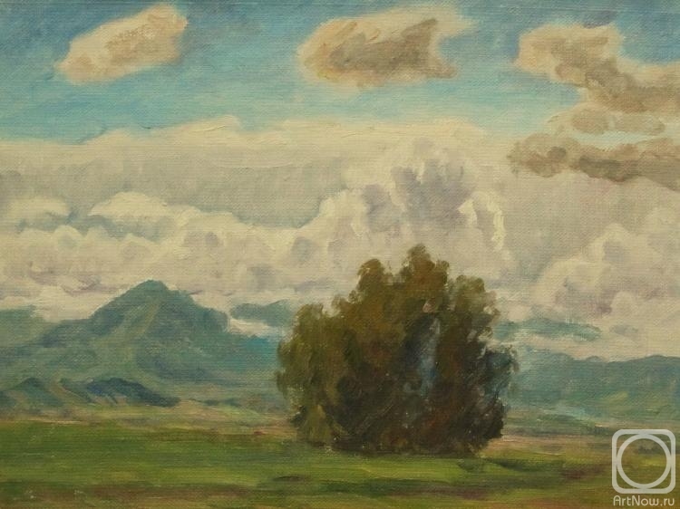 Rudin Petr. Tree, mountain, clouds