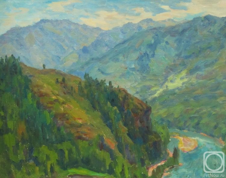 Rudin Petr. The cliff above the river Katun