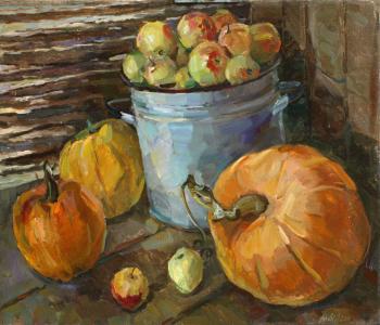 Still life with pumpkins (Rustic Pot). Zhukova Juliya