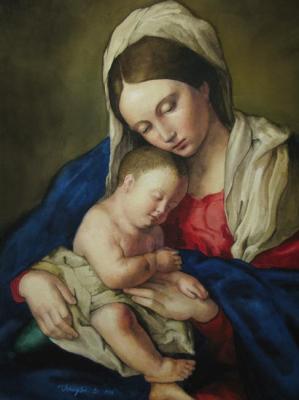 Copy of Giovanni Salvi's Madonna with a Sleeping Baby. Gogadze Valeri