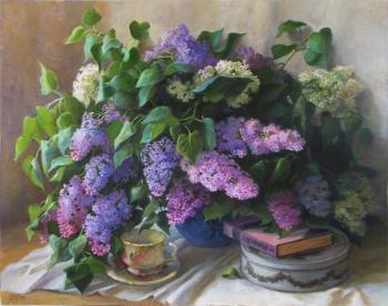 Bouquet of lilacs and cup. Shumakova Elena
