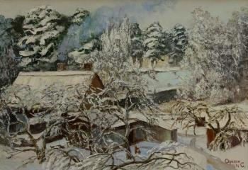 A Yard in Snow. The Old Appletrees. Seregin Sergey