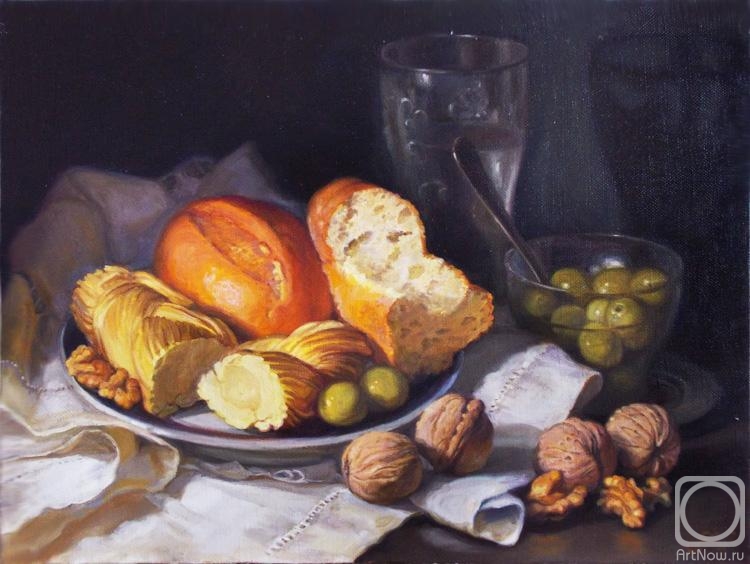Shumakova Elena. Still life with cheese and nuts