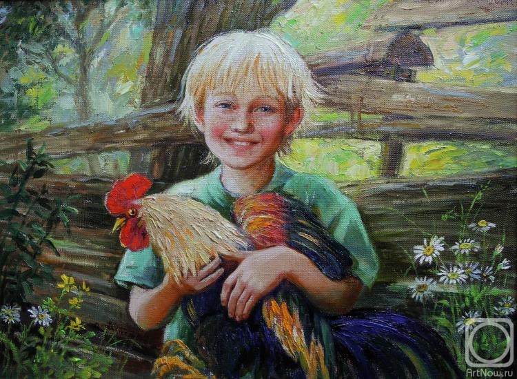 Simonova Olga. Petenka with a rooster