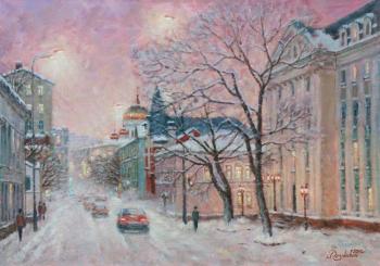 Winter evening on Ostozhenka (Ostozhenka Street). Razzhivin Igor