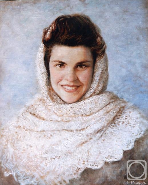 Simonova Olga. The woman's portrait in a white scarf