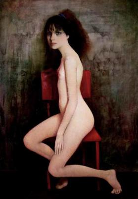 Girl on a red chair. Surkov Alexander