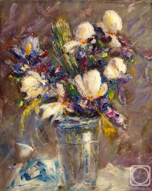 Zhadko Grigory. Irises in a glass vase 2