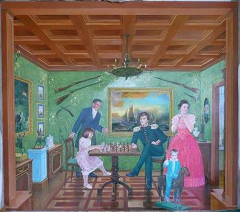 Family costume portrait in the interior. Luchkina Olga