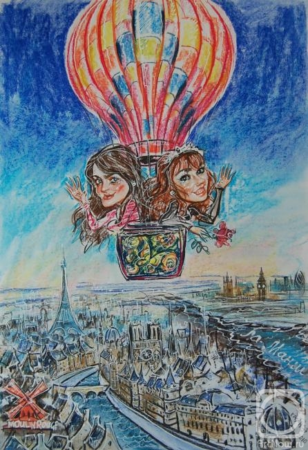 Dobrovolskaya Gayane. Hot-air balloon over Paris and London, from a photo