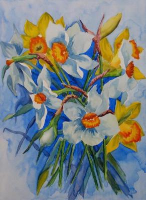 661 Daffodils white and yellow. Lukaneva Larissa