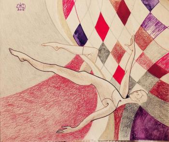 Air gymnasts (diptych) (Trapeze Artists). Zhukovskaya Yuliya
