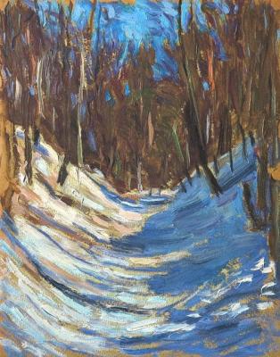Snow in a ravine (study)