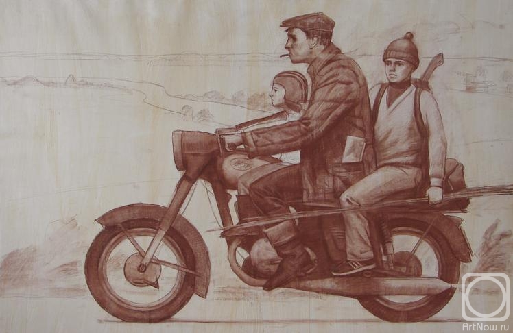 Panov Igor. On the morning fishing cardboard