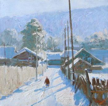 On snow-covered street. Panov Igor