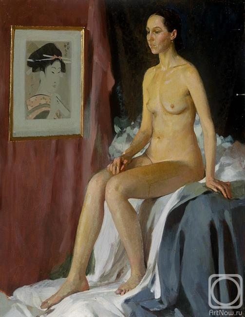 Dolgaya Olga. Nude girl with Japanese prints