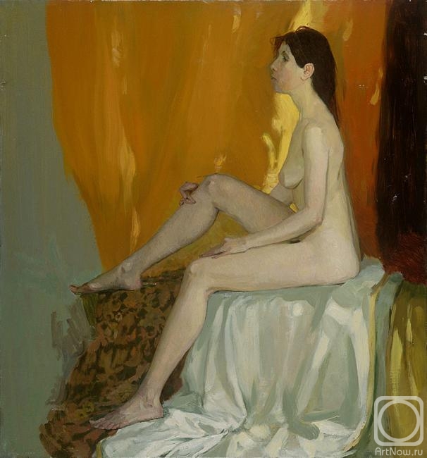 Dolgaya Olga. Nude on a gold background