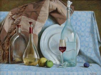 Still-life with a red wine glass. Panov Igor