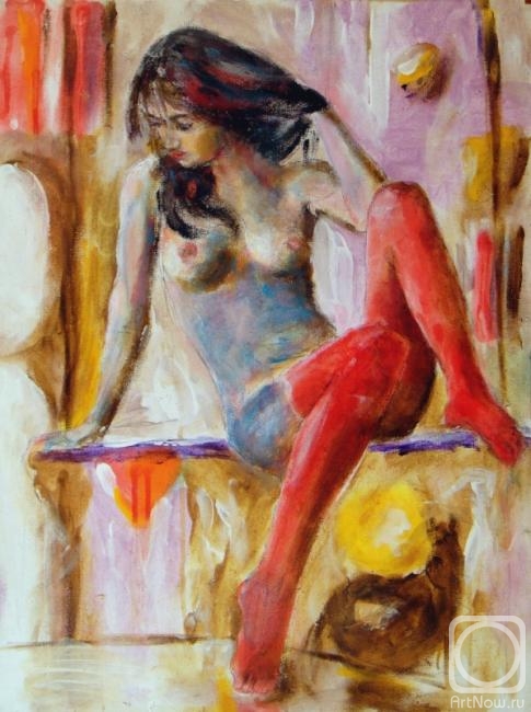 Zhadko Grigory. Girl on a swing and a playing mongoose