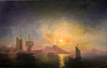 I. Aivazovsky (1817-1900) Neaplitan Bay on a moonlit night. 1858 (copy). Rodionov Igor
