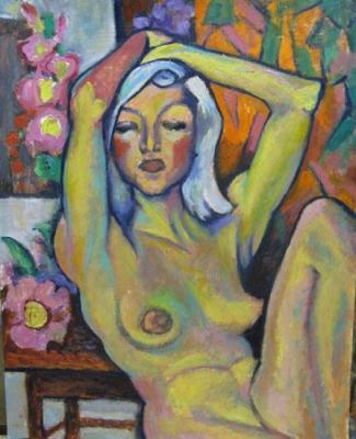 Nude with pink flowers