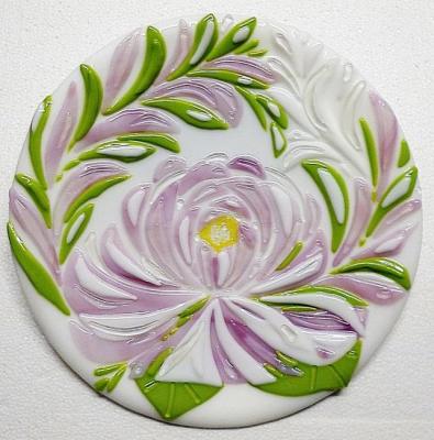 Glass dish for the holiday table "Peony" fusing