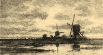 Landscape with two mills on a pond