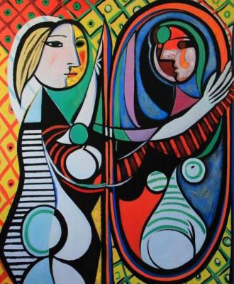 Girl in front of mirror (by Picasso).  