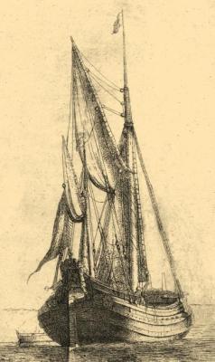 Vessel with lowered sails