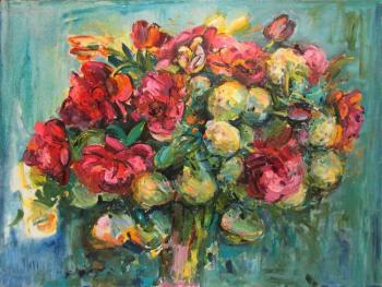 White balls and pink peonies. Zamaleev Talgat