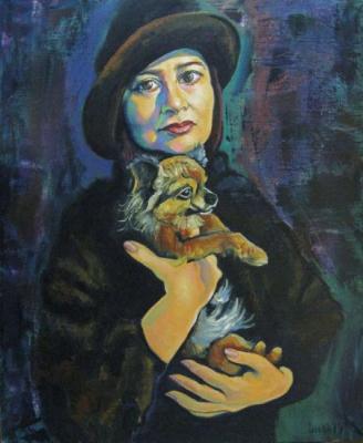 Portreit of Evgenia with a dog