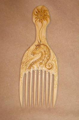 Hair comb wooden "Slavic horse". Zarechnova Yulia